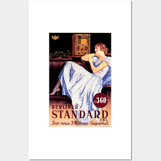 Berliner Standard Radio Advertisement Retro Woman Pin Up Austrian Vintage Wall Art by vintageposters